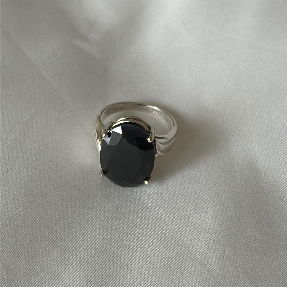Midnight sapphire and Silver Women's Ring